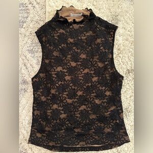 MESHKI black lace top with open back